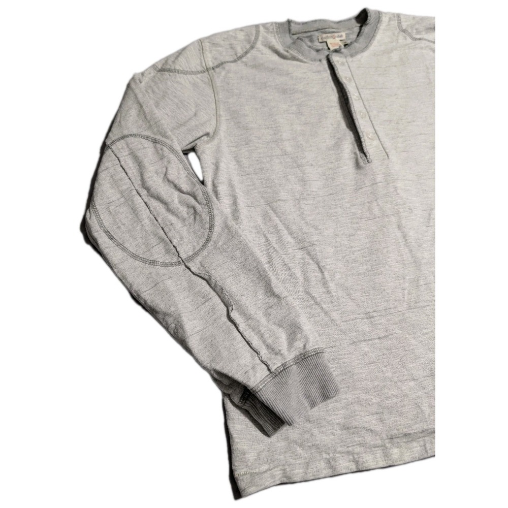 Carbon2Cobalt Thermal Henley Shirt Mens Medium Gray Long Sleeve Elbow Patch - Picture 2 of 8